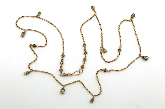 Necklace - Cognac Diamond Briolettes, Chocolate Garnet Rondelles