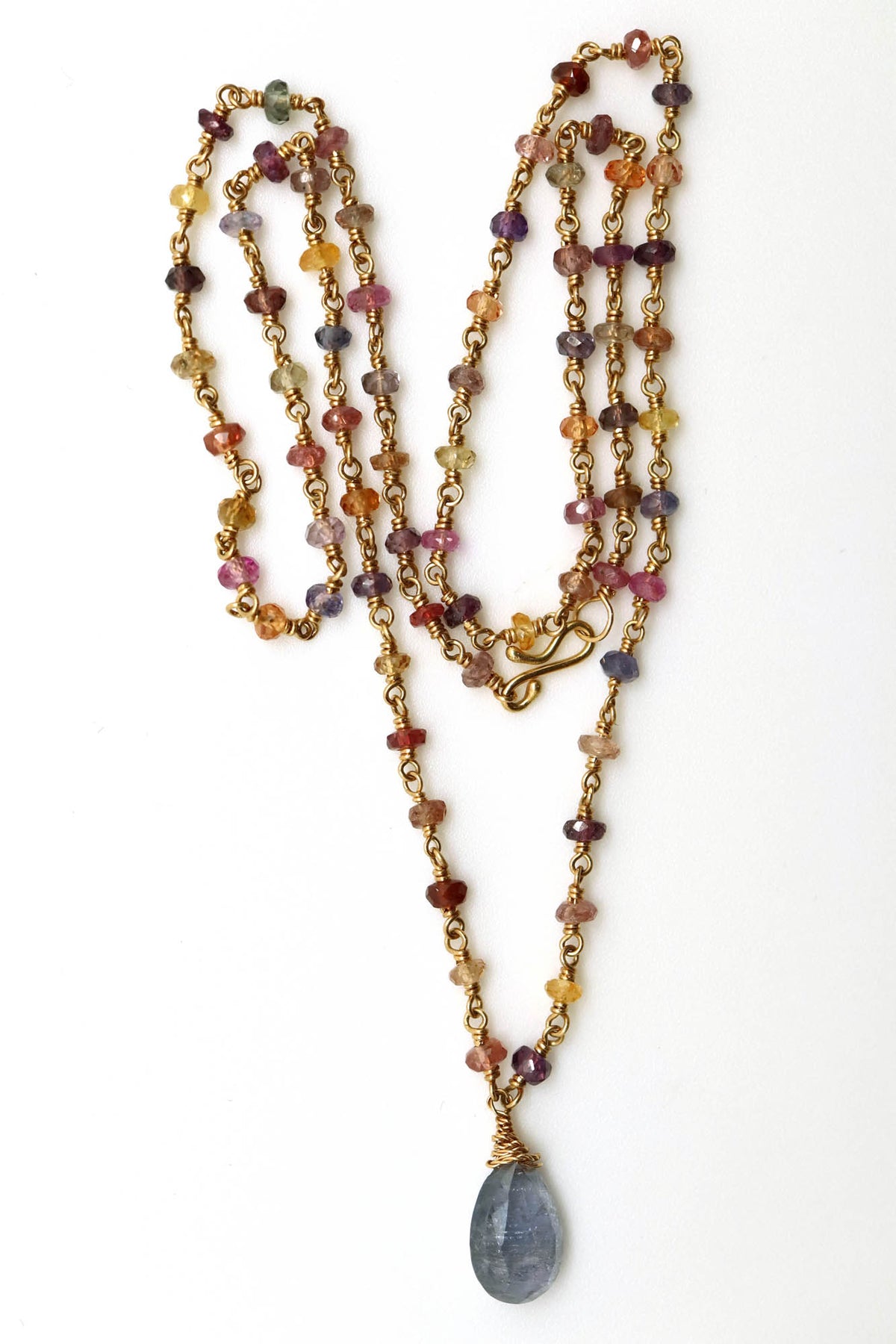 Necklace - Blue/Grey Sapphire Briolette, Intense Fancy Sapphires