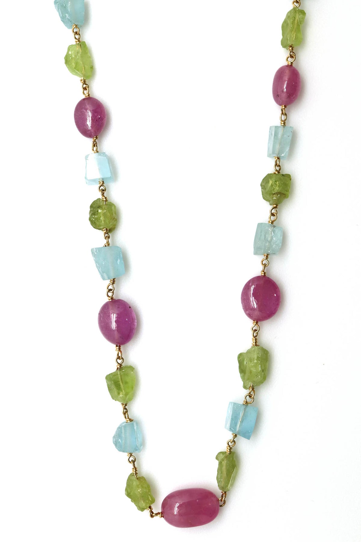 Necklace - Pink Sapphire, Aquamarine, Tsavorite