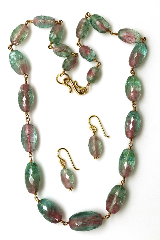 Necklace and Earring Set - Watermelon Tourmaline