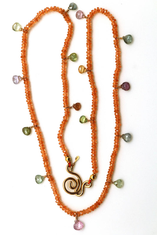 Necklace - Spessartite, Fancy Pastel Sapphire Briolettes