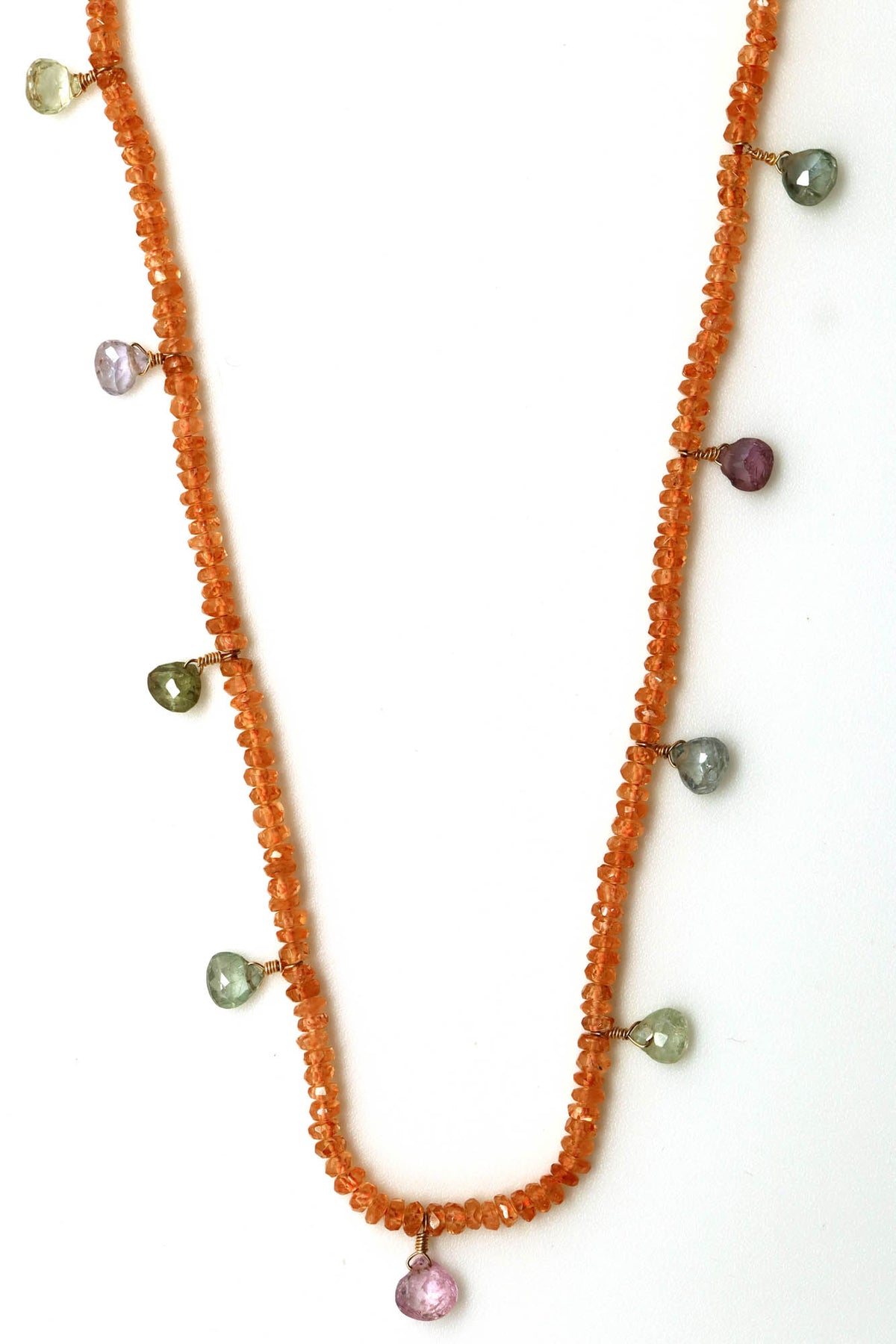 Necklace - Spessartite, Fancy Pastel Sapphire Briolettes