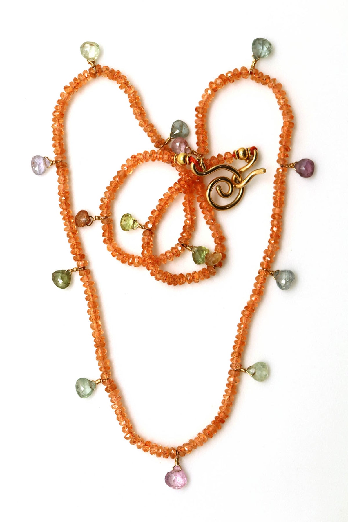 Necklace - Spessartite, Fancy Pastel Sapphire Briolettes