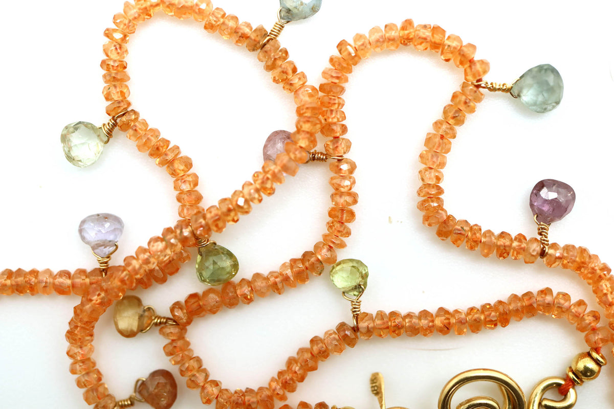 Necklace - Spessartite, Fancy Pastel Sapphire Briolettes