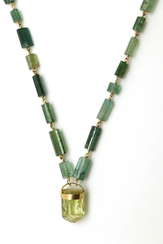 Necklace - Green Tourmaline, Yellow Apatite