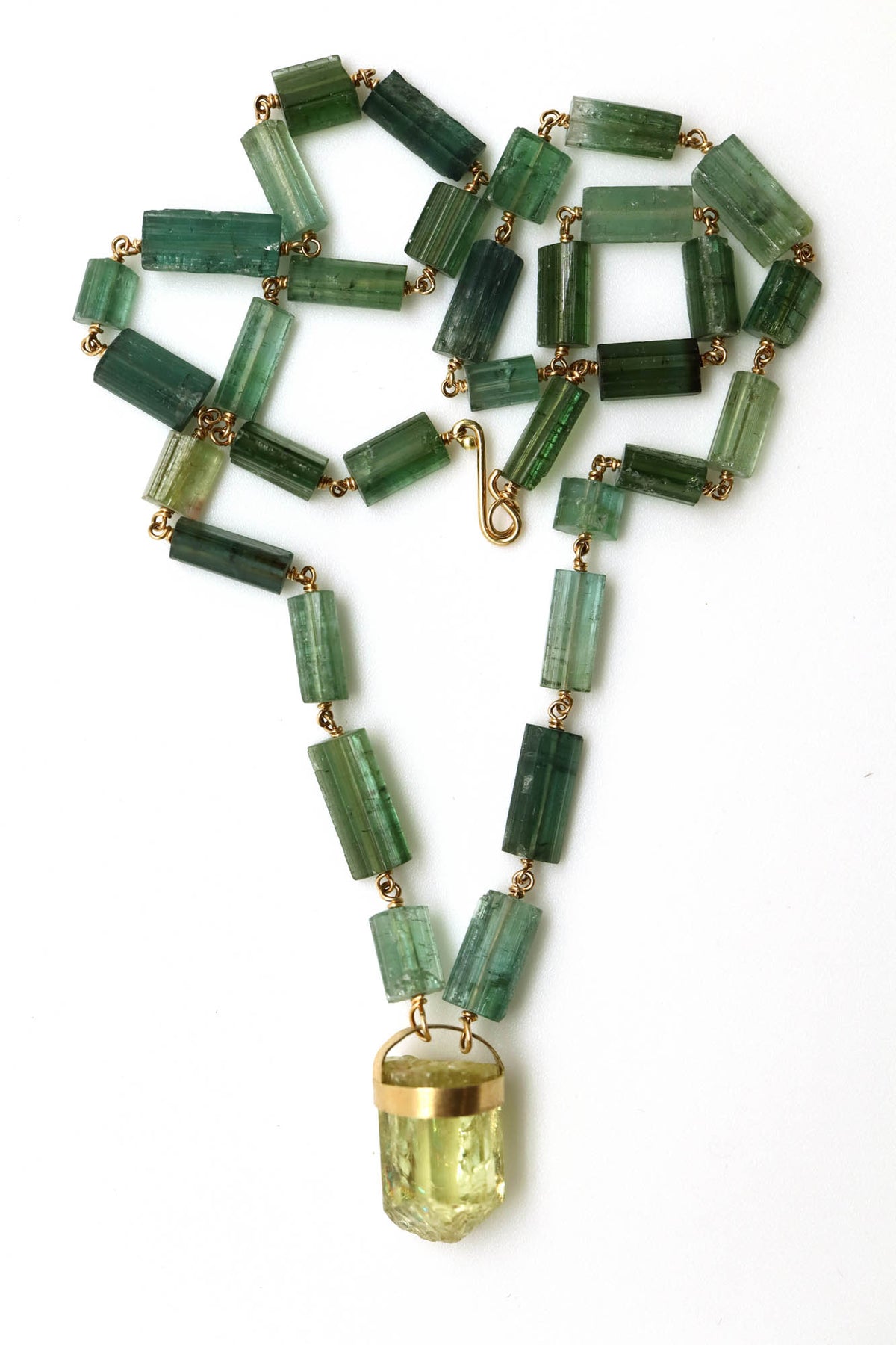 Necklace - Green Tourmaline, Yellow Apatite