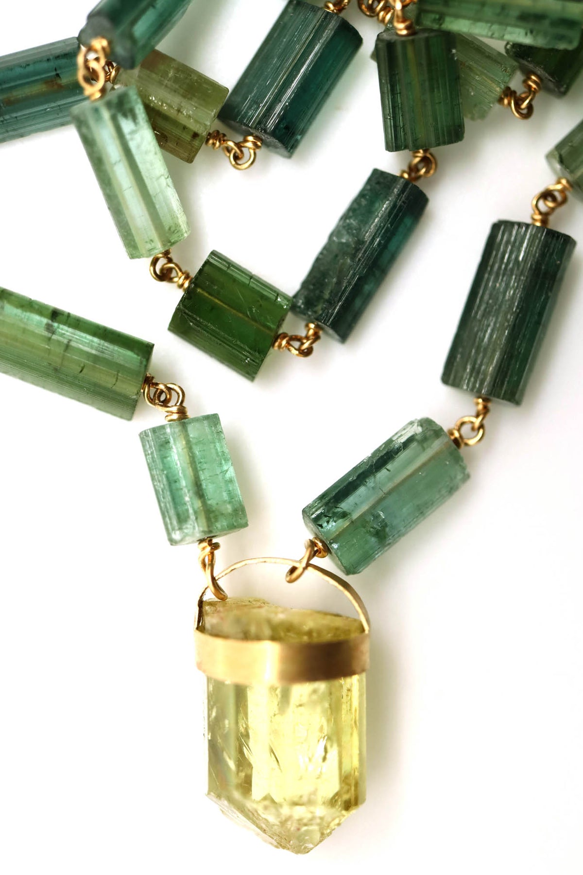 Necklace - Green Tourmaline, Yellow Apatite