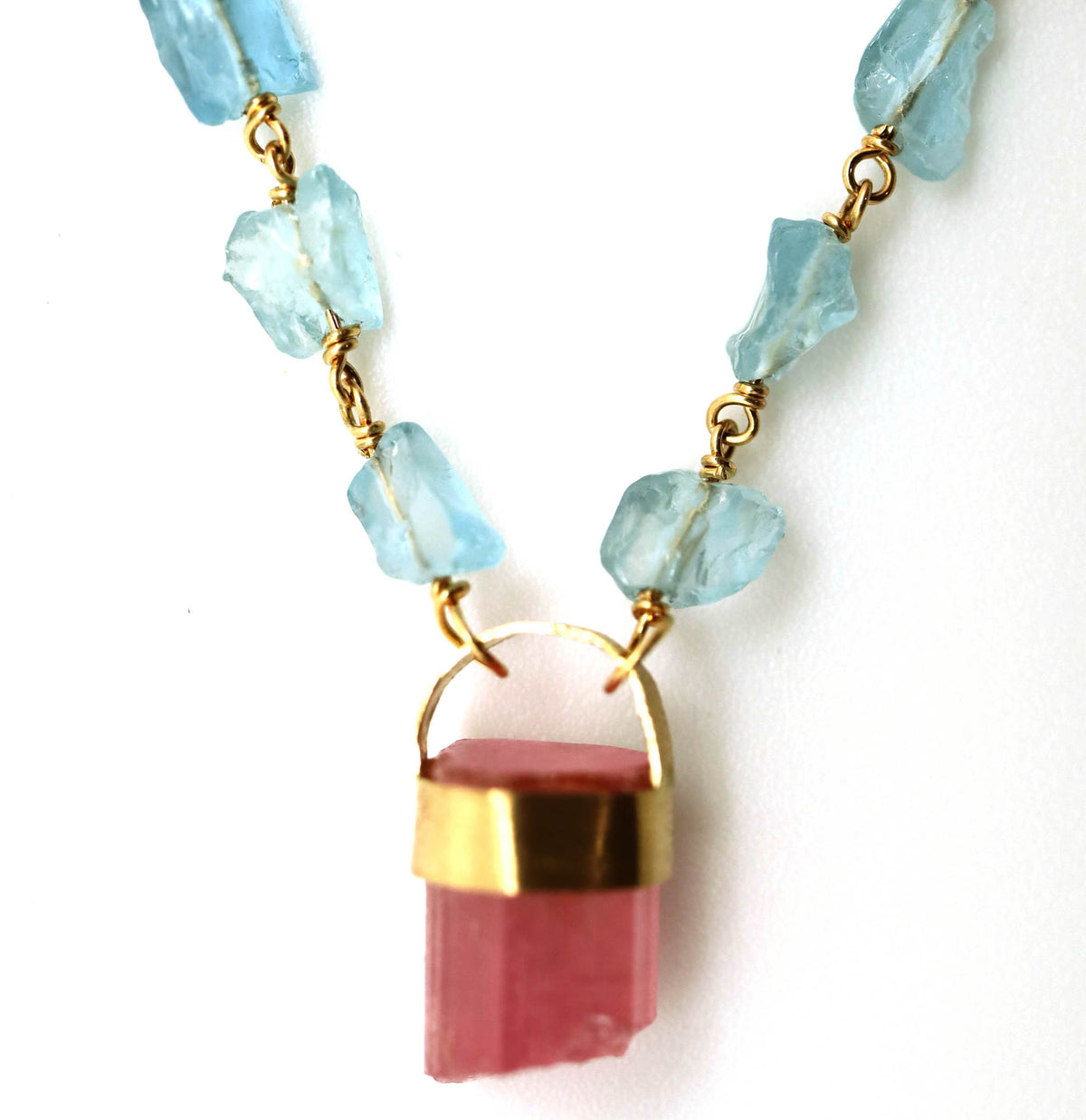 Necklace - Aquamarine, Pink Tourmaline