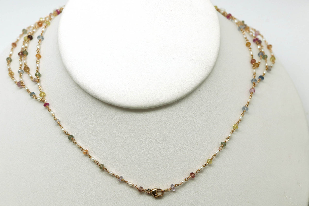 Necklace - Fancy Sapphire, Pearl Bib