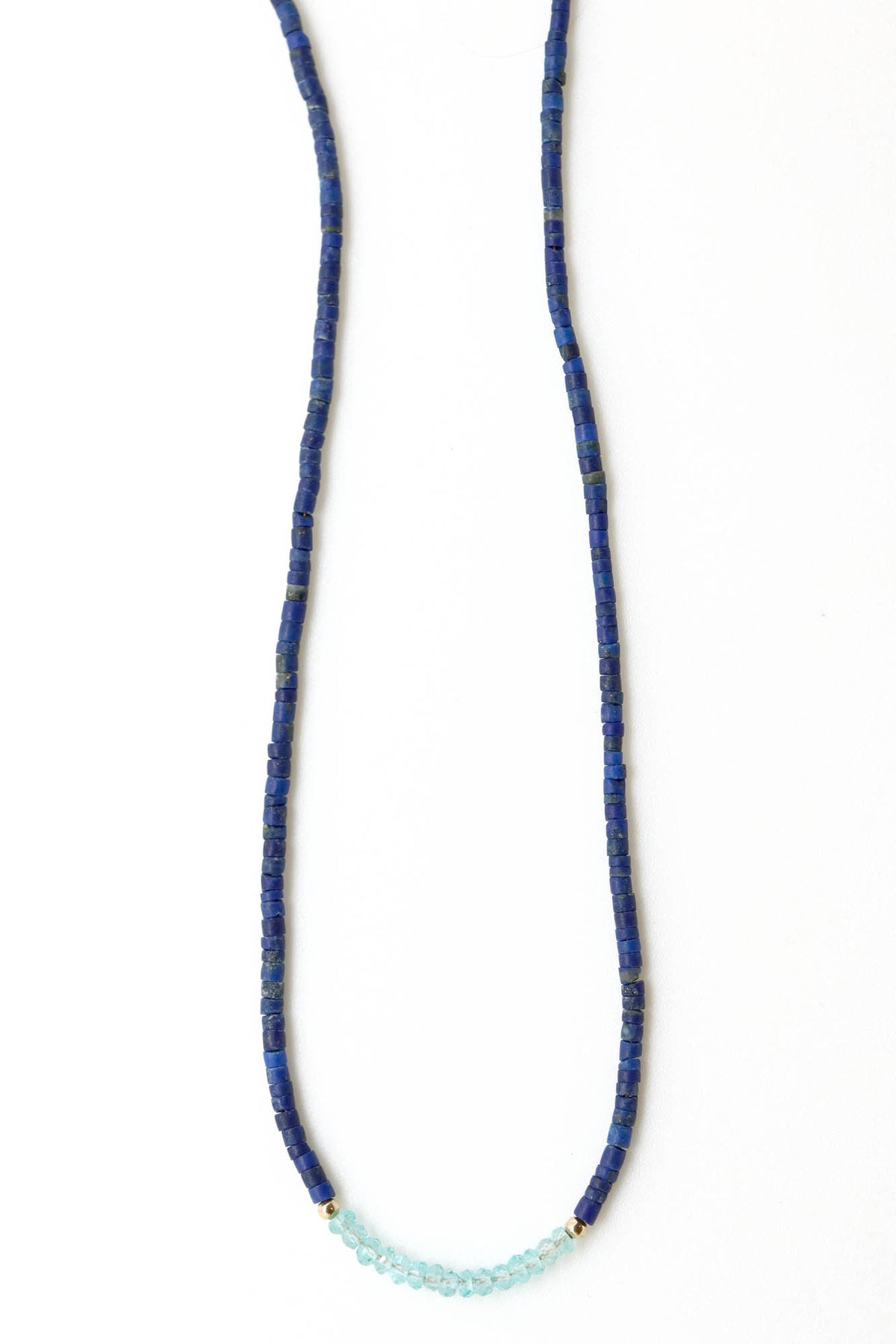 Necklace - Lapis Heishi, Aquamarine