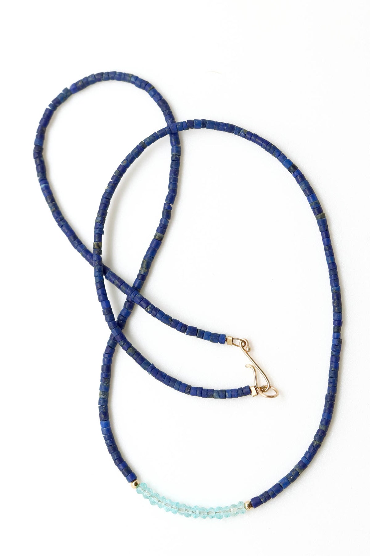 Necklace - Lapis Heishi, Aquamarine
