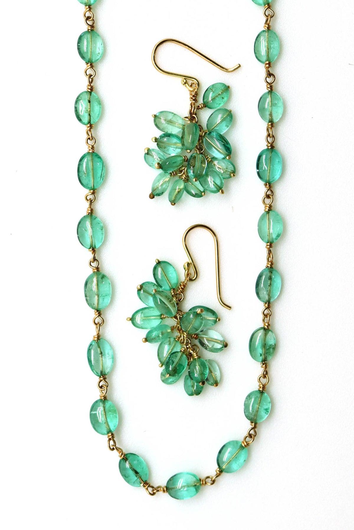 Necklace & Earring Set - Emerald Ovals
