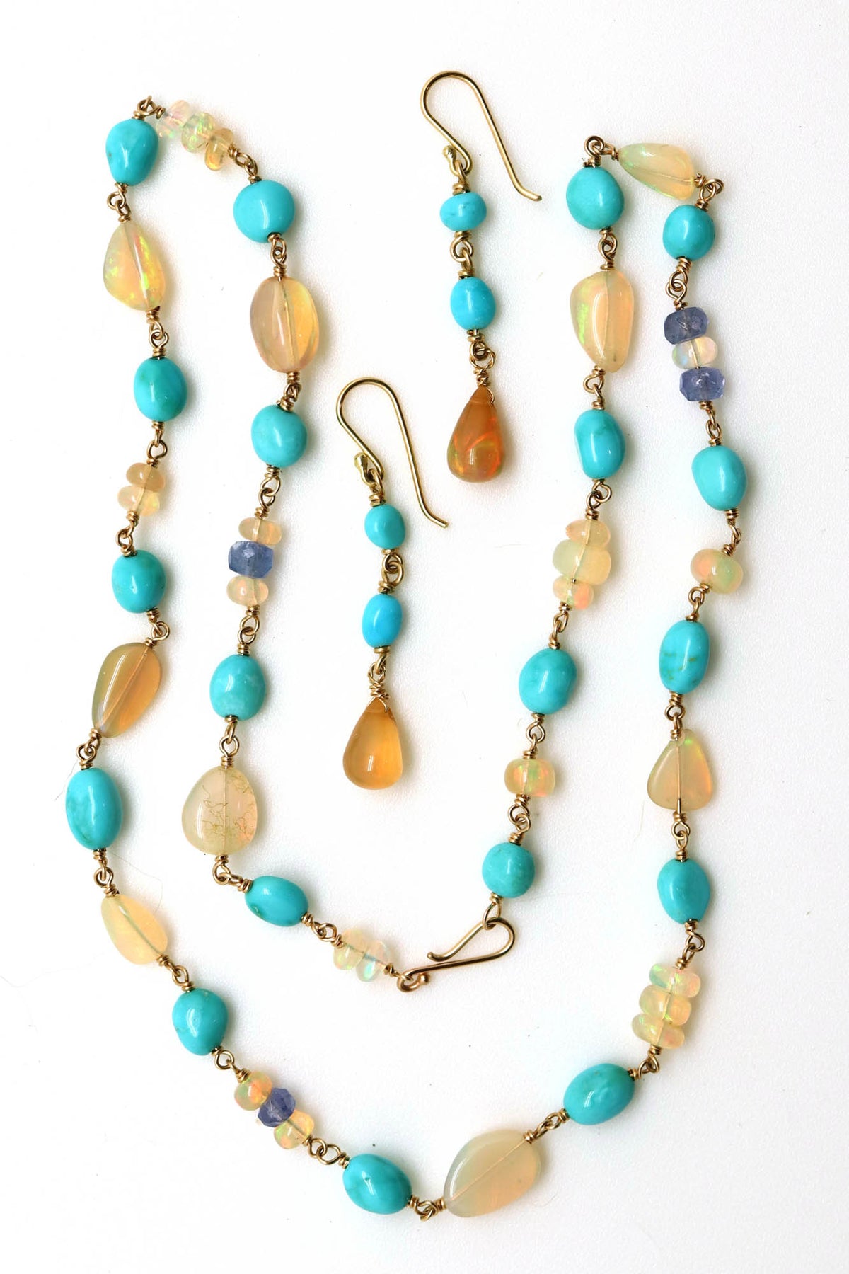 Necklace & Earring Set - Turquoise, Opal, Tanzanite