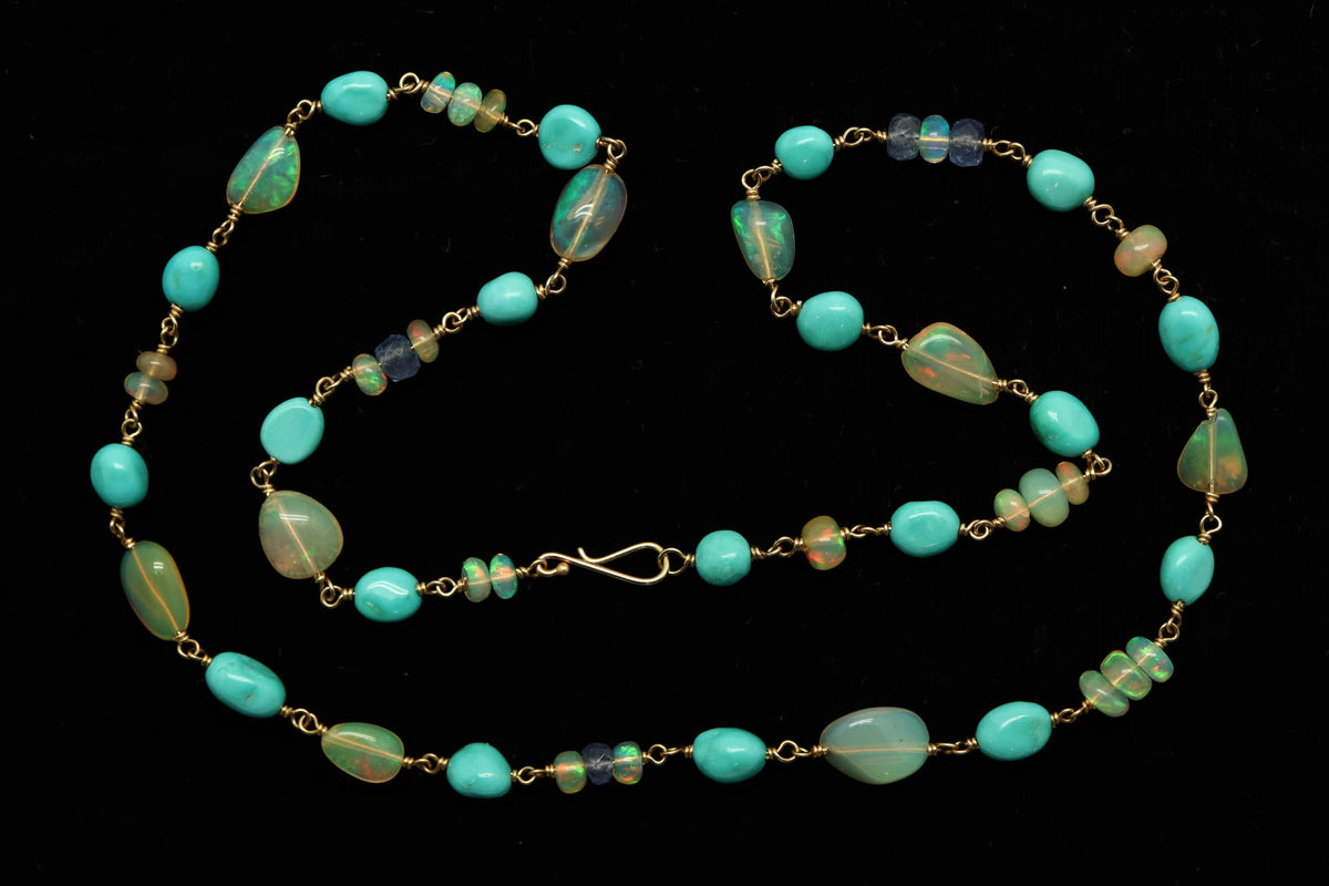 Necklace & Earring Set - Turquoise, Opal, Tanzanite
