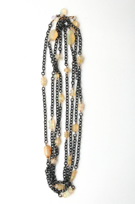 Necklace - Blackened Sterling 14k gold