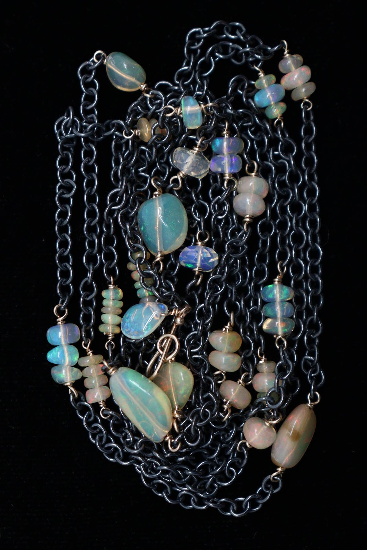 Necklace - Blackened Sterling 14k gold