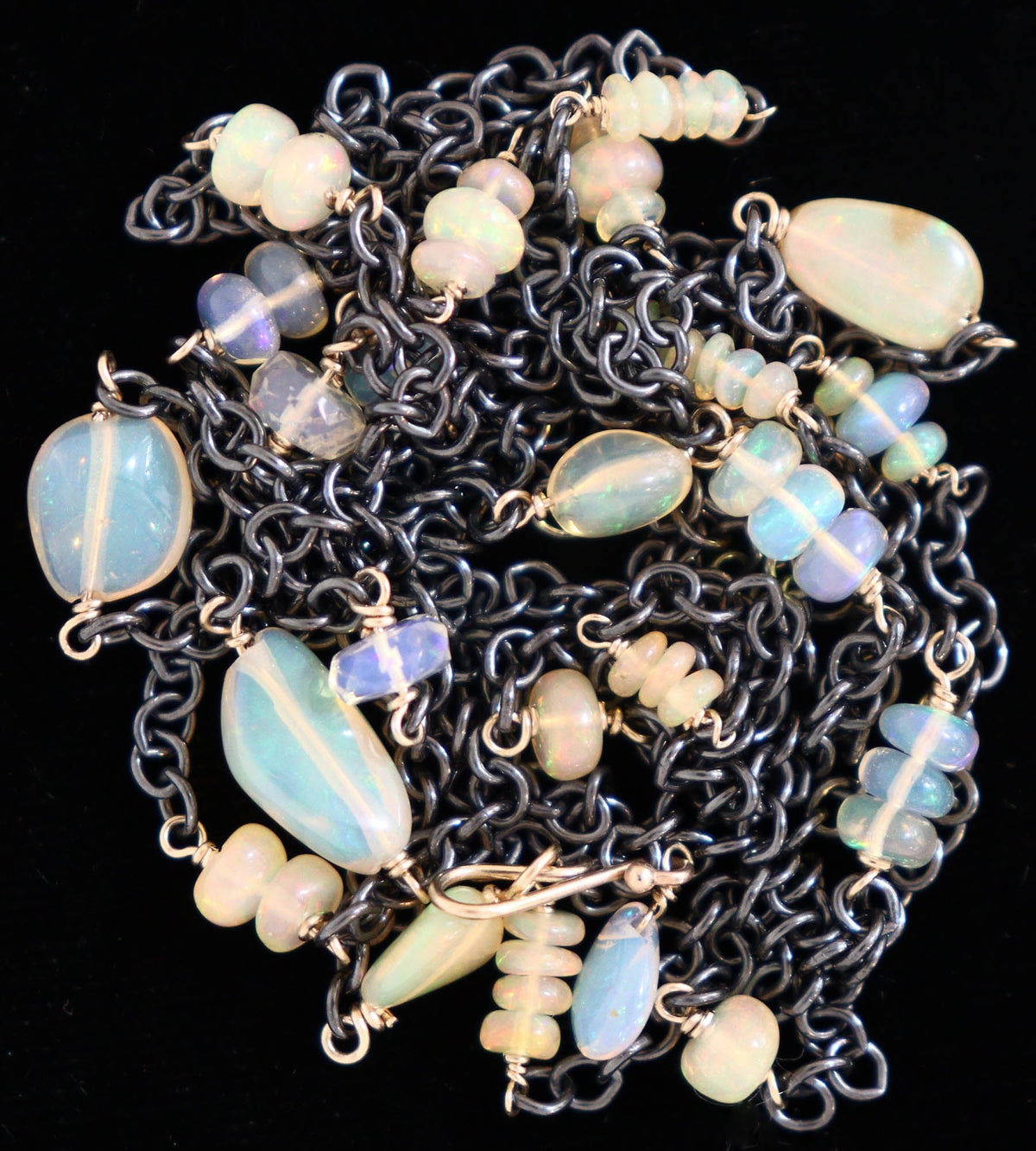 Necklace - Blackened Sterling 14k gold