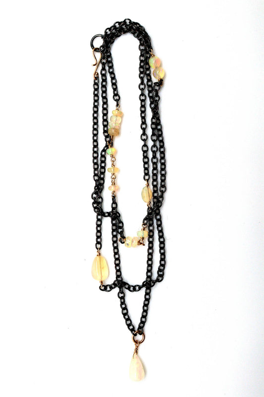 Necklace - Blackened Sterling 14k gold