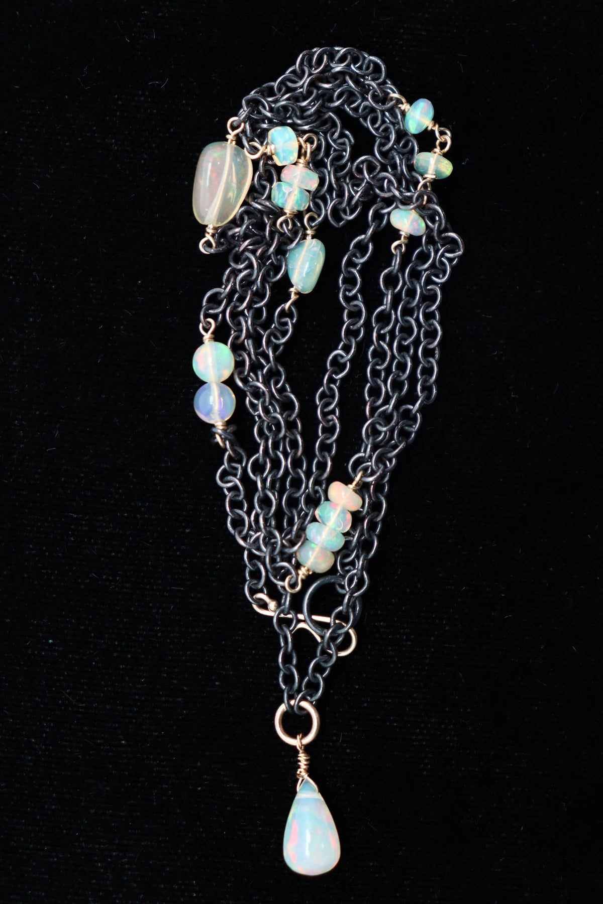 Necklace - Blackened Sterling 14k gold