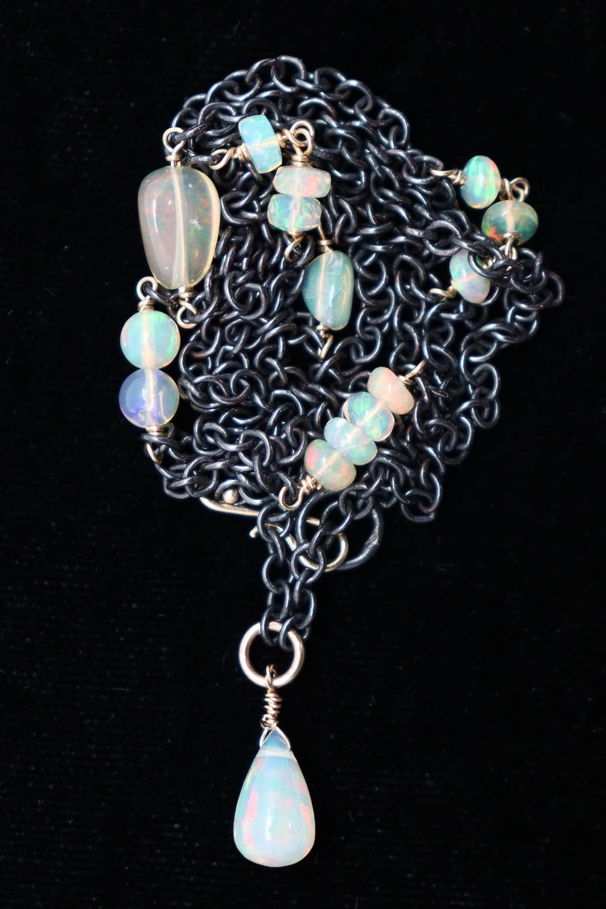 Necklace - Blackened Sterling 14k gold