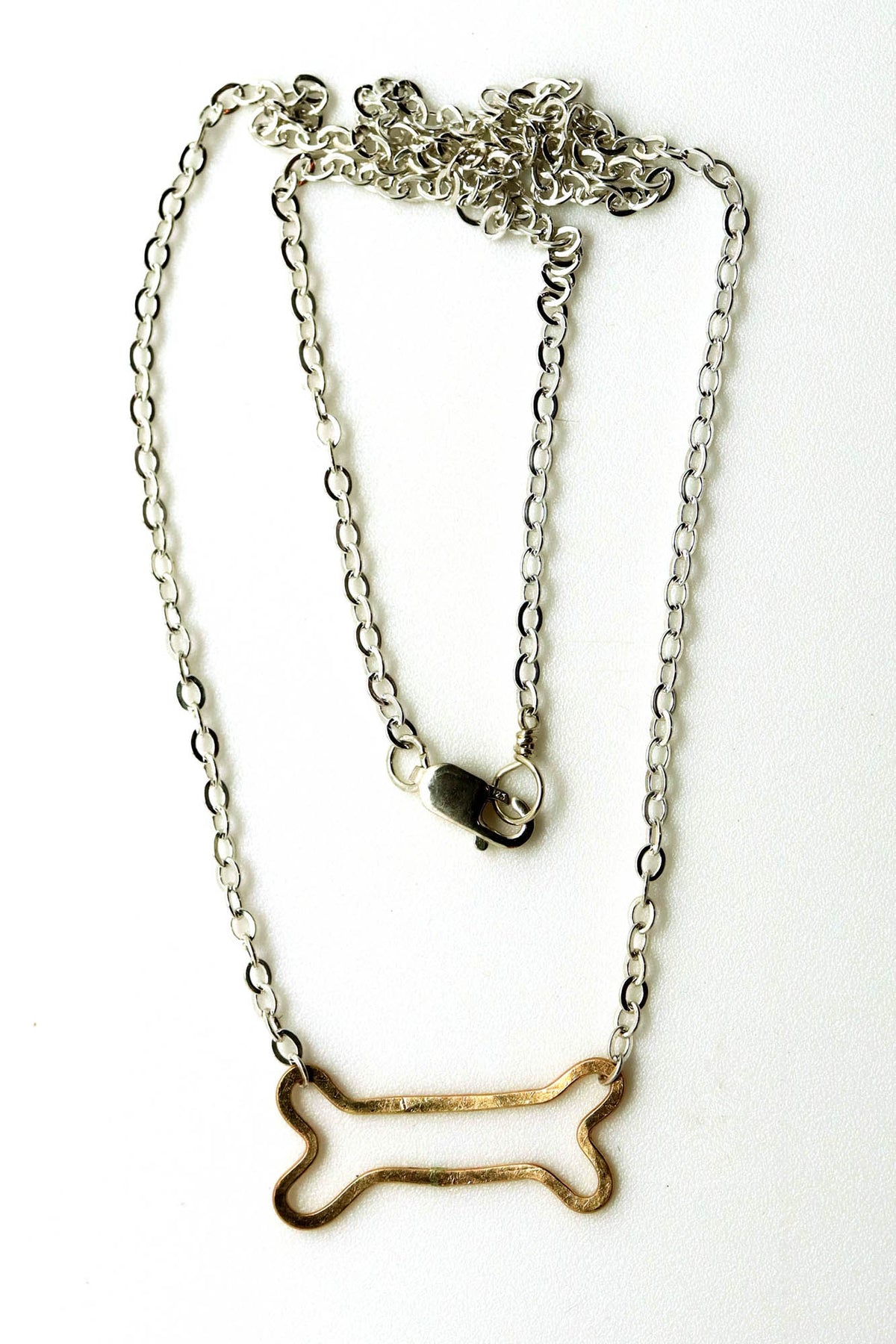 Necklace - Sterling DOG BONE 14k gold
