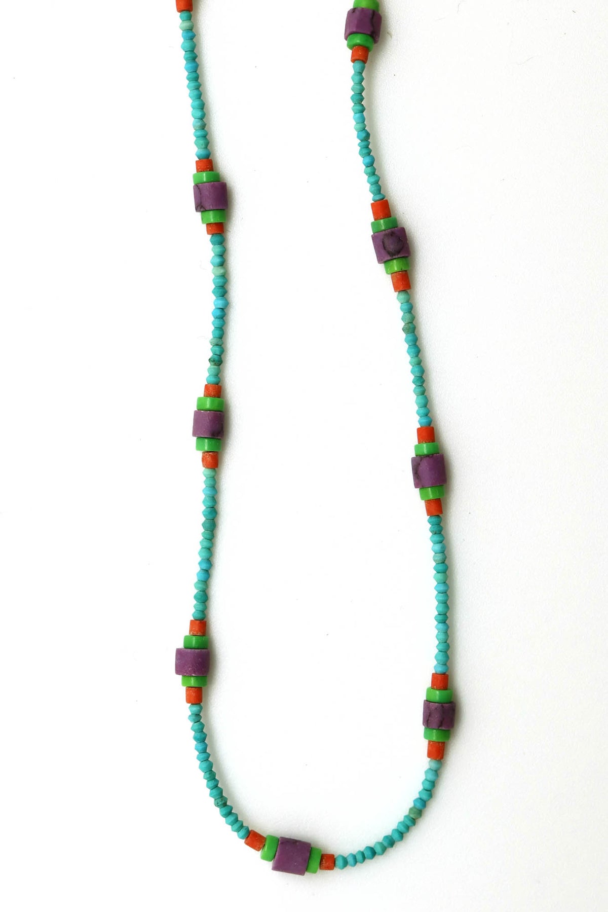 Necklace -Sterling, Turquoise, Red Coral